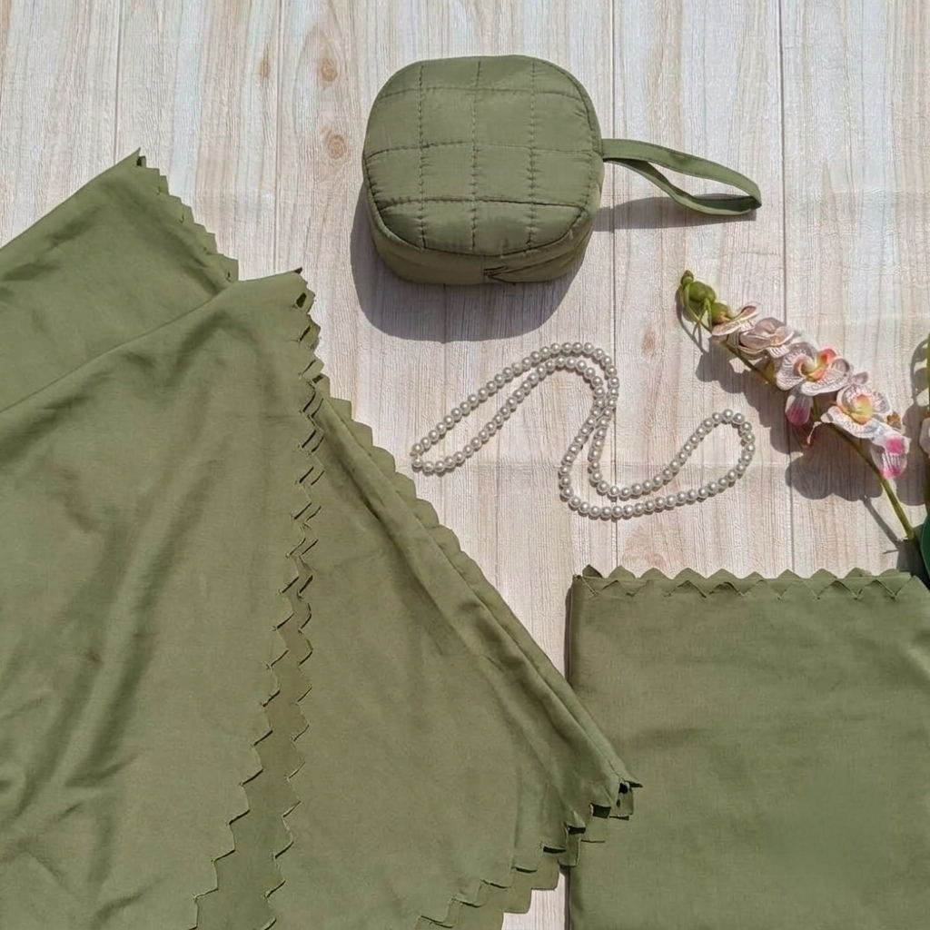 Mukena de Voyage Uni Vert Sauge