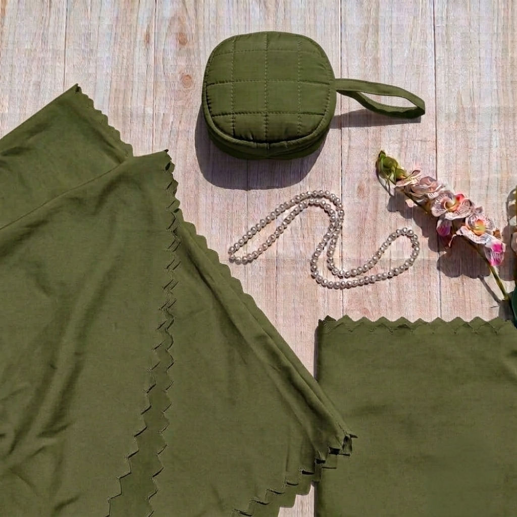 Mukena de Voyage Uni Vert Olive