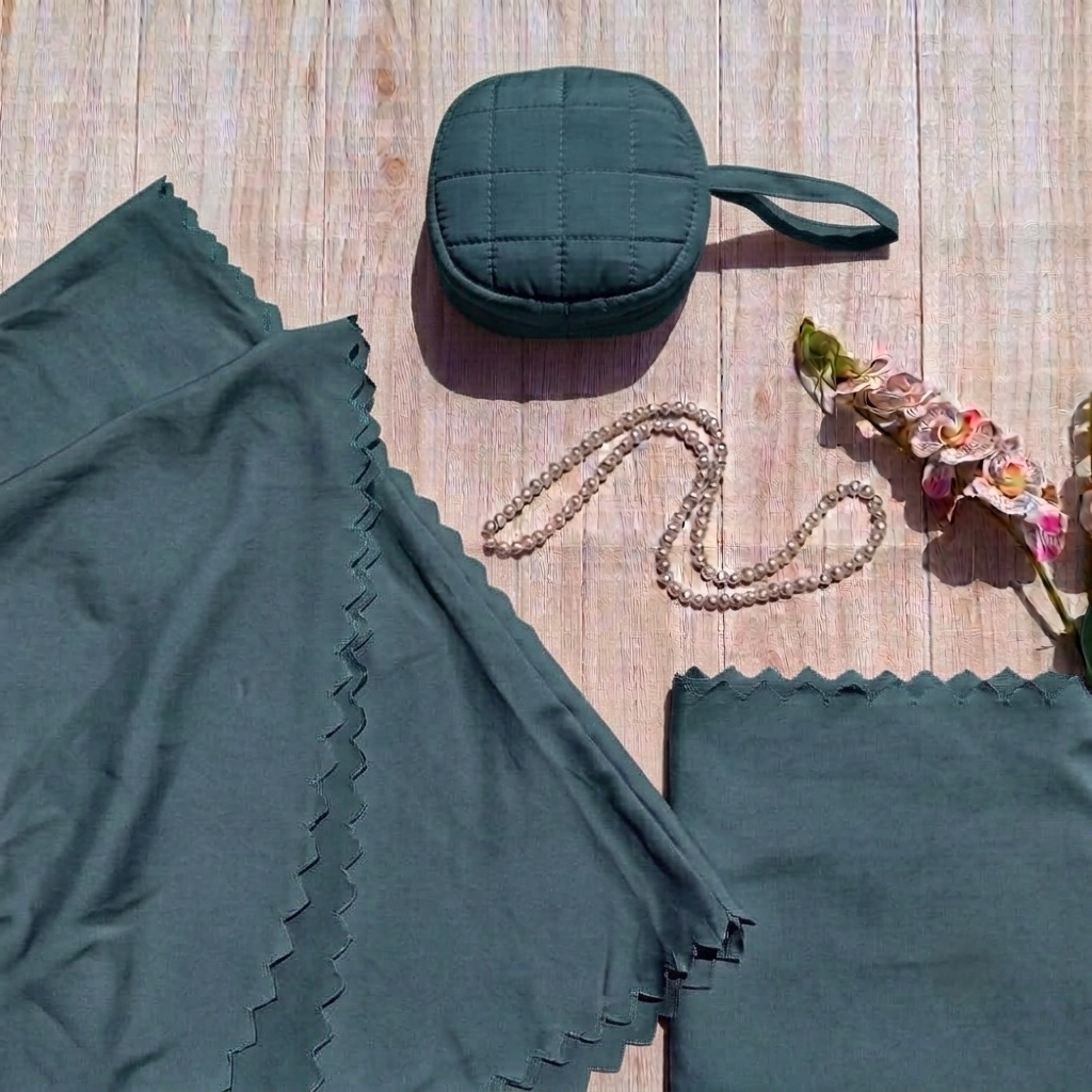 Mukena de Voyage Uni Vert Émeraude